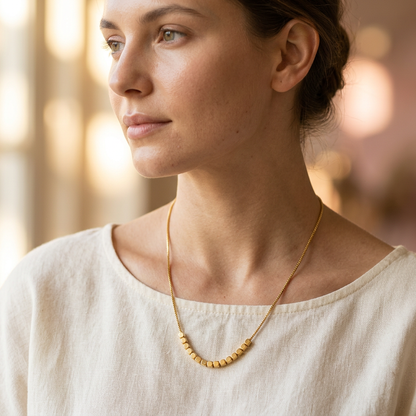 Dual Tone Beaded Necklace and Bracelet Jewellery Set