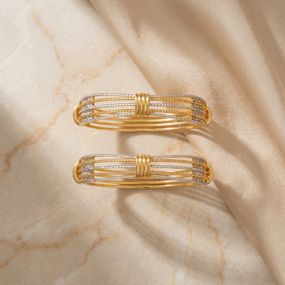 Multi-Line Designer Bracelet with AD Stone Detailing