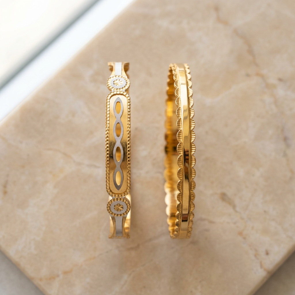 CNC Machine-Cut Dual-Tone Geometric Bracelet