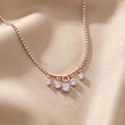 Dainty Drop Charm Necklace with Earrings Set
