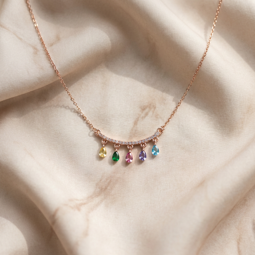 Elegant Crystal Bar Charm Necklace
