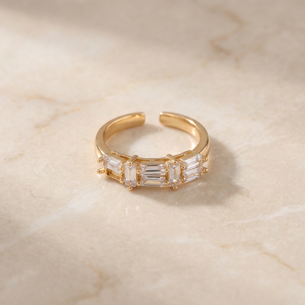 Modern Baguette Design Statement Ring