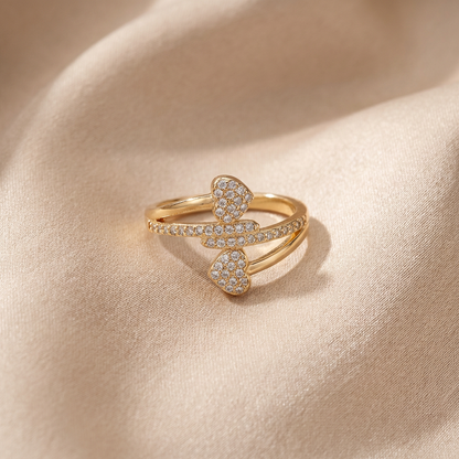Romantic Two Heart Bypass Ring