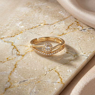 Adjustable Open-Cuff Ring with Pavé-Set