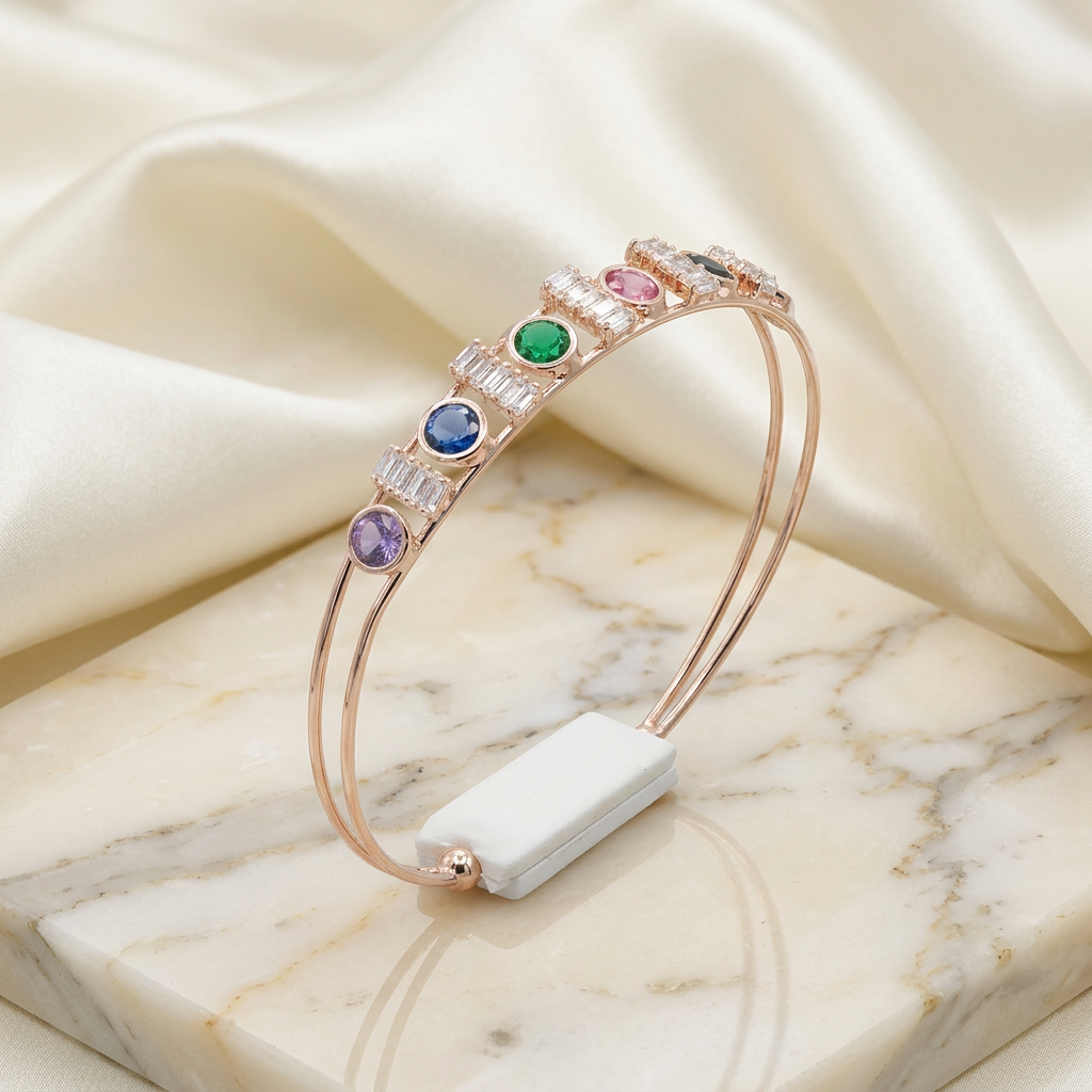 Split Band Rainbow Gem Bracelet