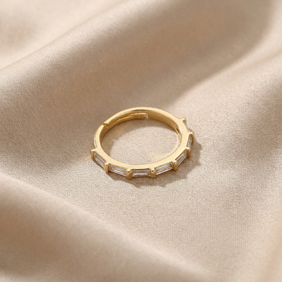 Adjustable Baguette Eternity Band Ring with CZ Stones
