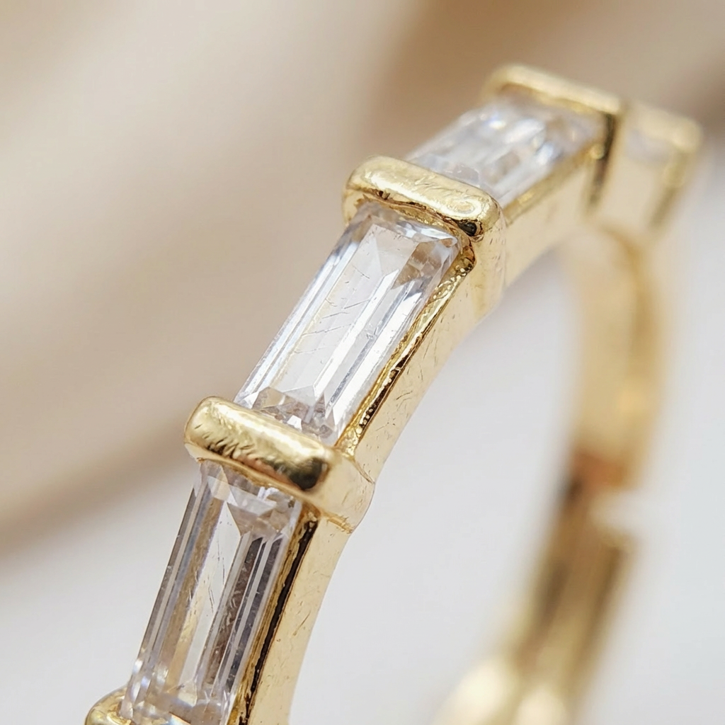 Adjustable Baguette Eternity Band Ring with CZ Stones