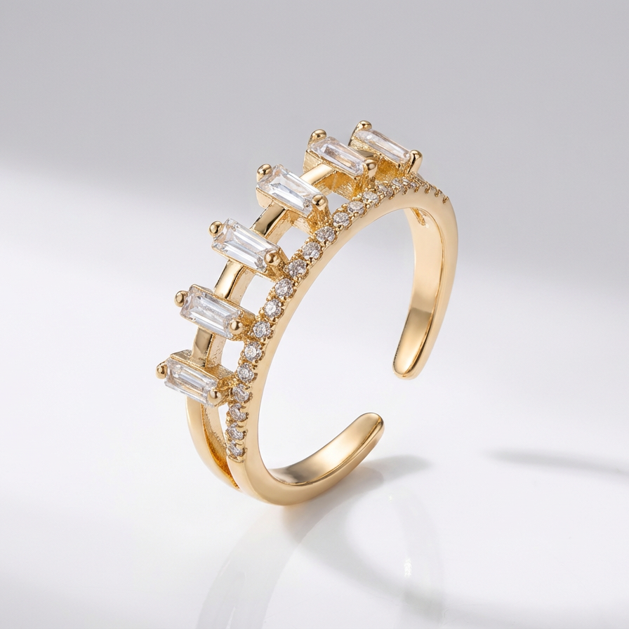 Luxury Dual Row Crown Ring