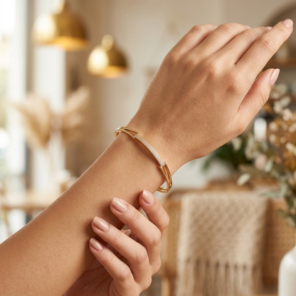 Luxe Bypass Motif Open Bracelet