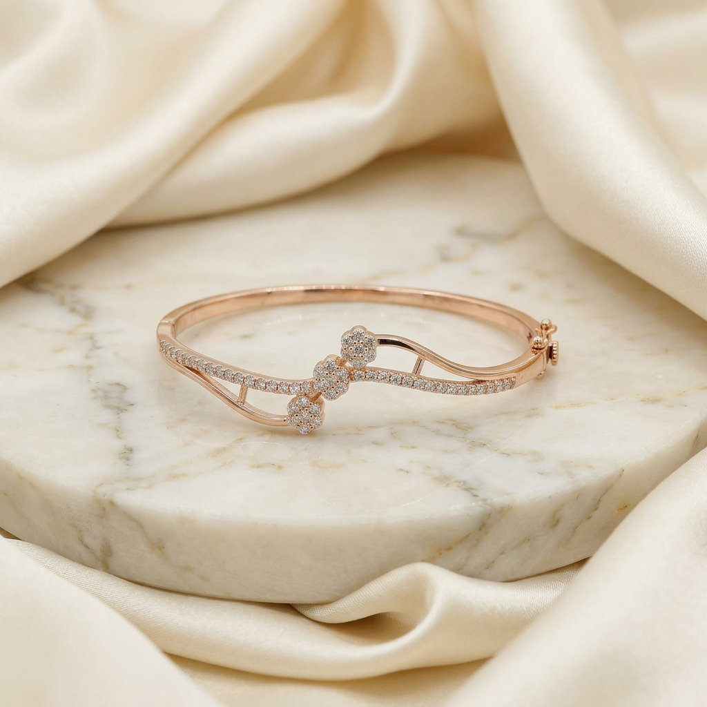 Sparkling Floral Wave Bracelet