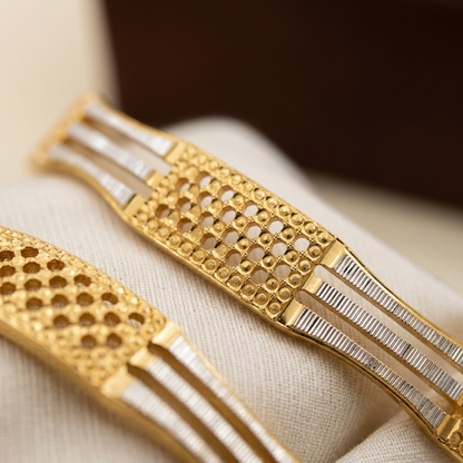 Triple-Line CNC Bracelet - Two-Tone Machine-Cut