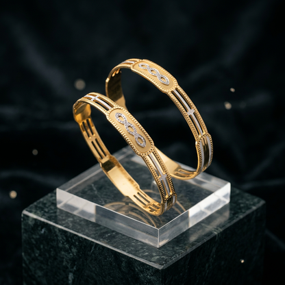 Triple-Line CNC Fancy Bracelet with Geometric Motifs