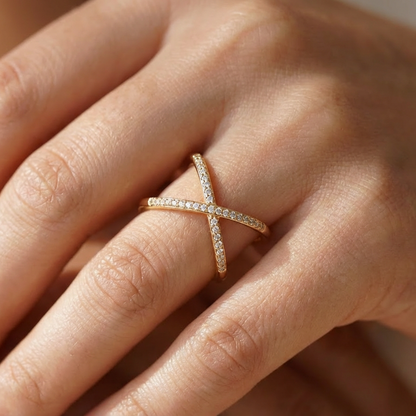 Elegant Criss Cross Statement Ring