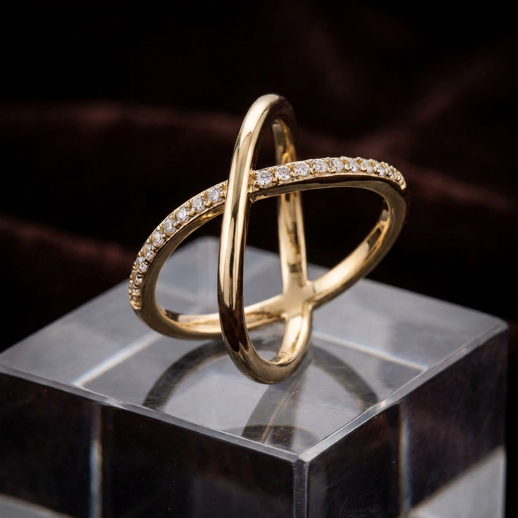 Elegant Criss Cross Statement Ring