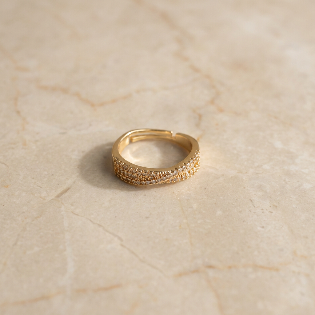 Modern Three-Line Statement Ring