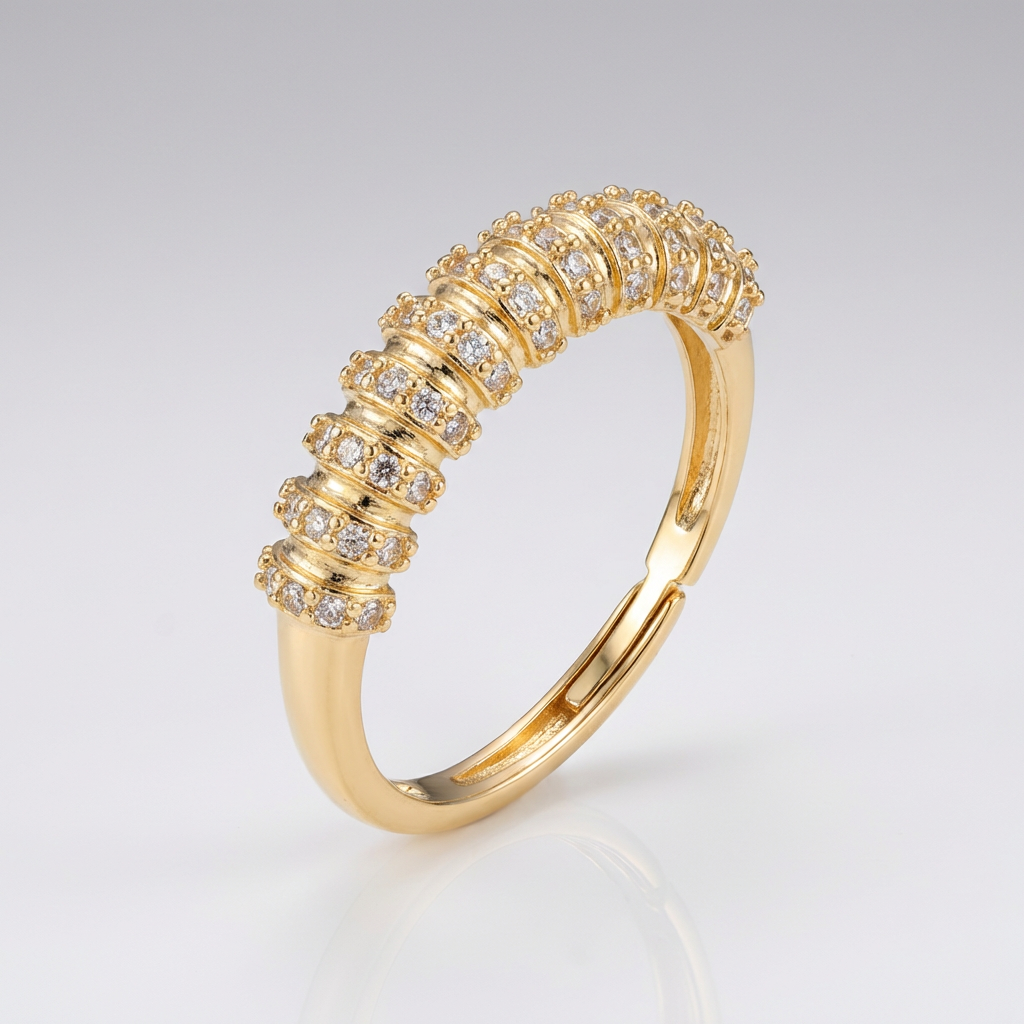 Premium Ribbed Pattern Statement Ring