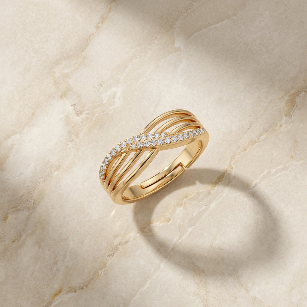Elegant Multi-Row Crossover Statement Ring