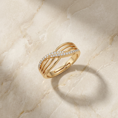 Elegant Multi-Row Crossover Statement Ring