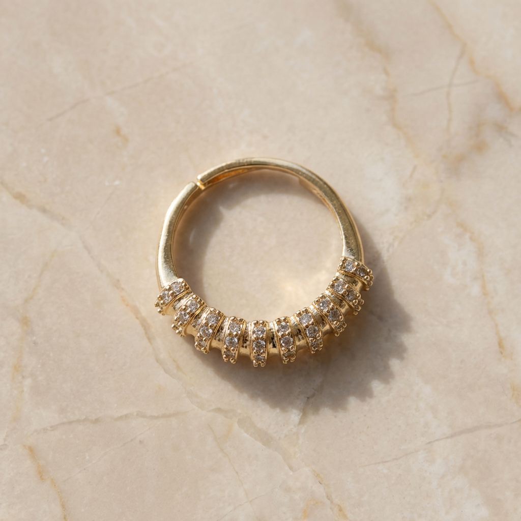 Premium Ribbed Pattern Statement Ring