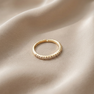 Minimalist Stone Studded Adjustable Band Ring