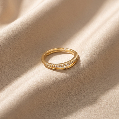Adjustable Double Band CZ Accent Ring