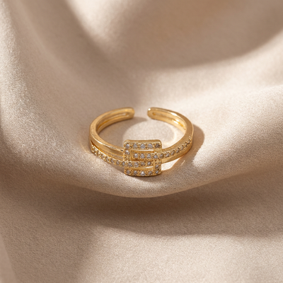 Chic Double Band Ring with Rectangular CZ Design