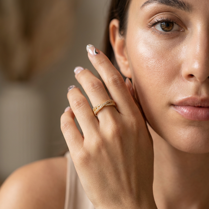 Modern Multi-Row Statement Ring with Center Detail