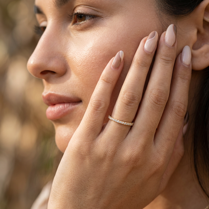 Minimalist Stone Studded Adjustable Band Ring