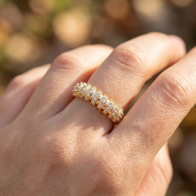 Premium Ribbed Pattern Statement Ring