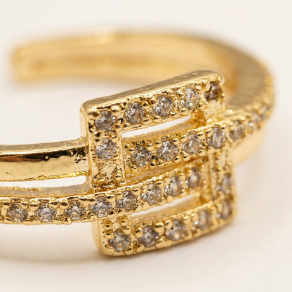 Chic Double Band Ring with Rectangular CZ Design