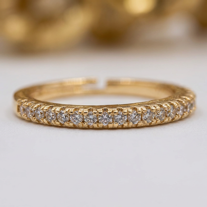 Minimalist Stone Studded Adjustable Band Ring