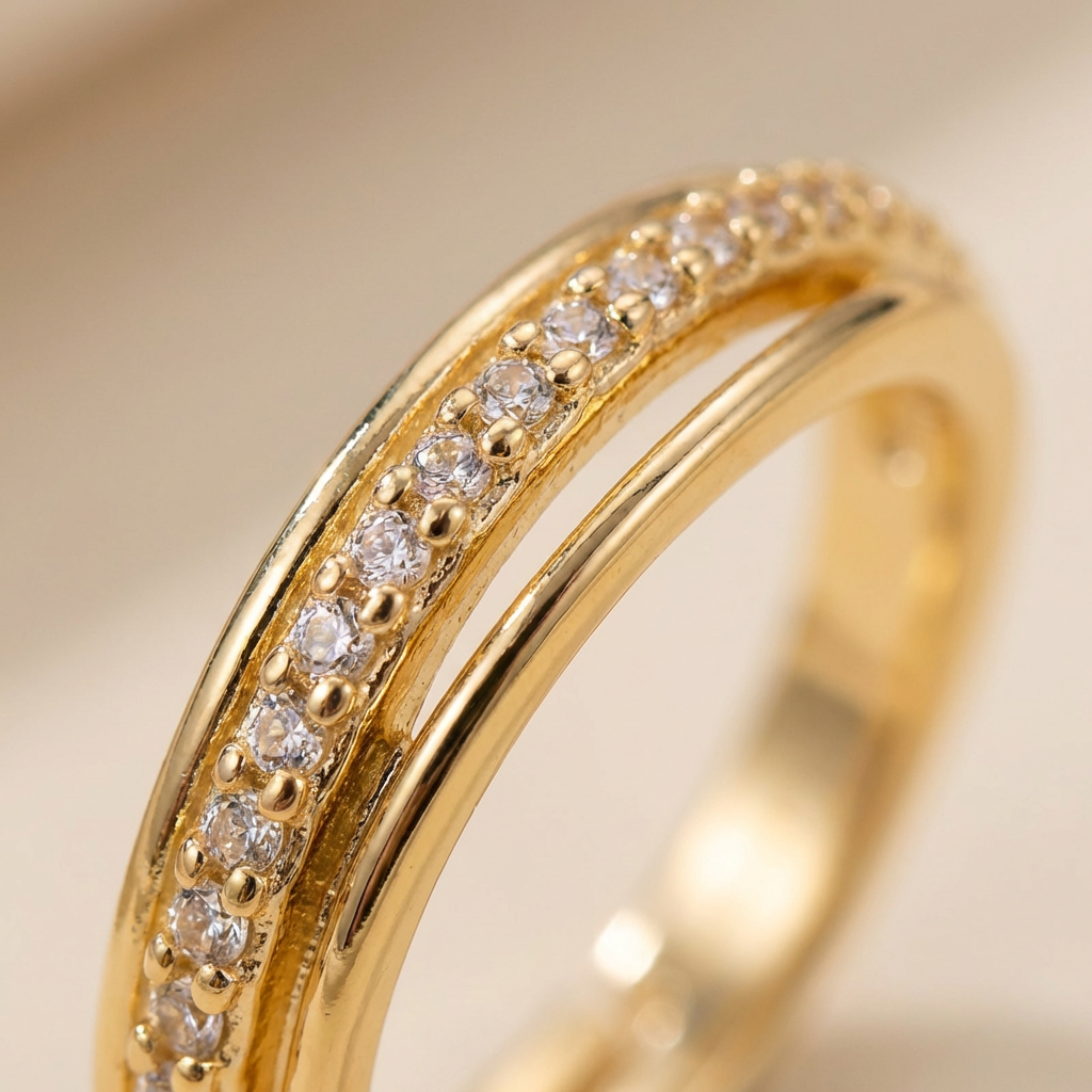 Adjustable Double Band CZ Accent Ring