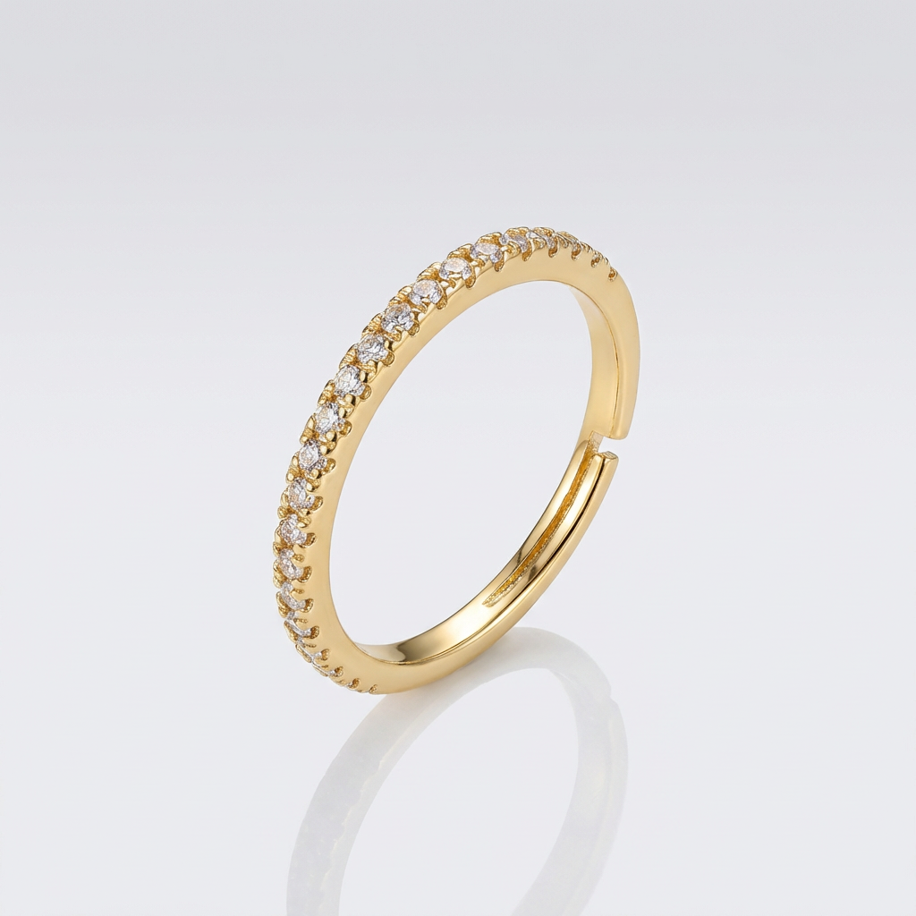 Minimalist Stone Studded Adjustable Band Ring