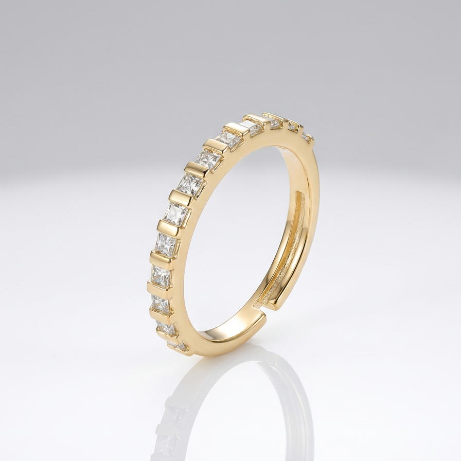 Stylish Baguette Half Band Ring
