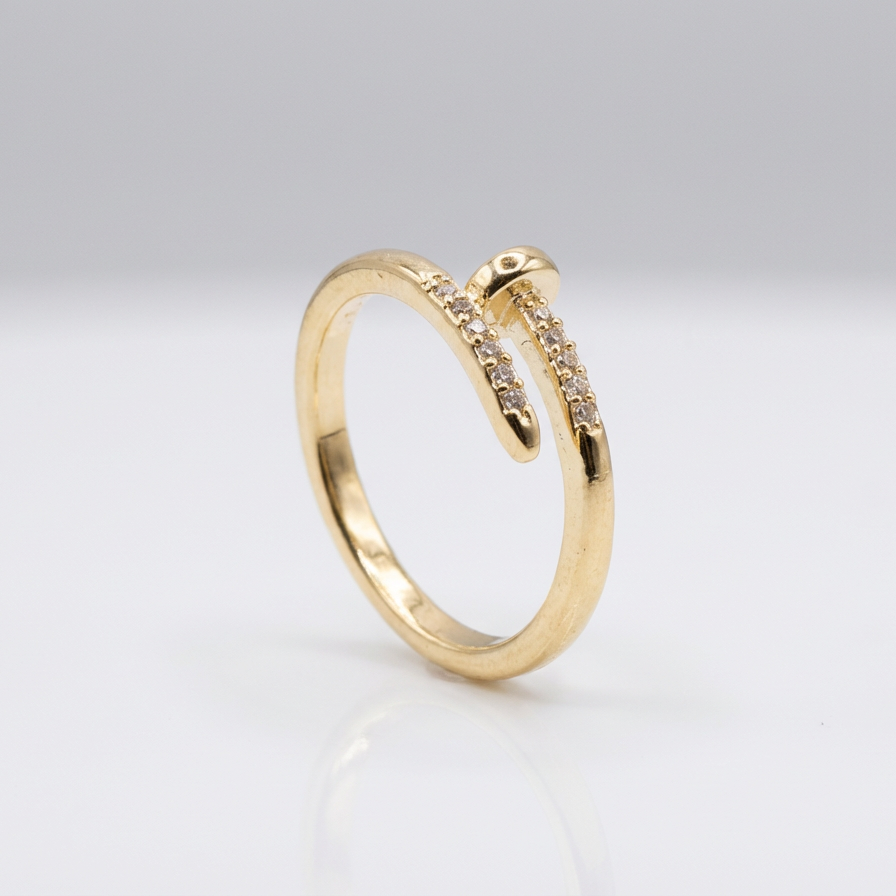 Adjustable Nail Wrap Ring with CZ Pave Detail