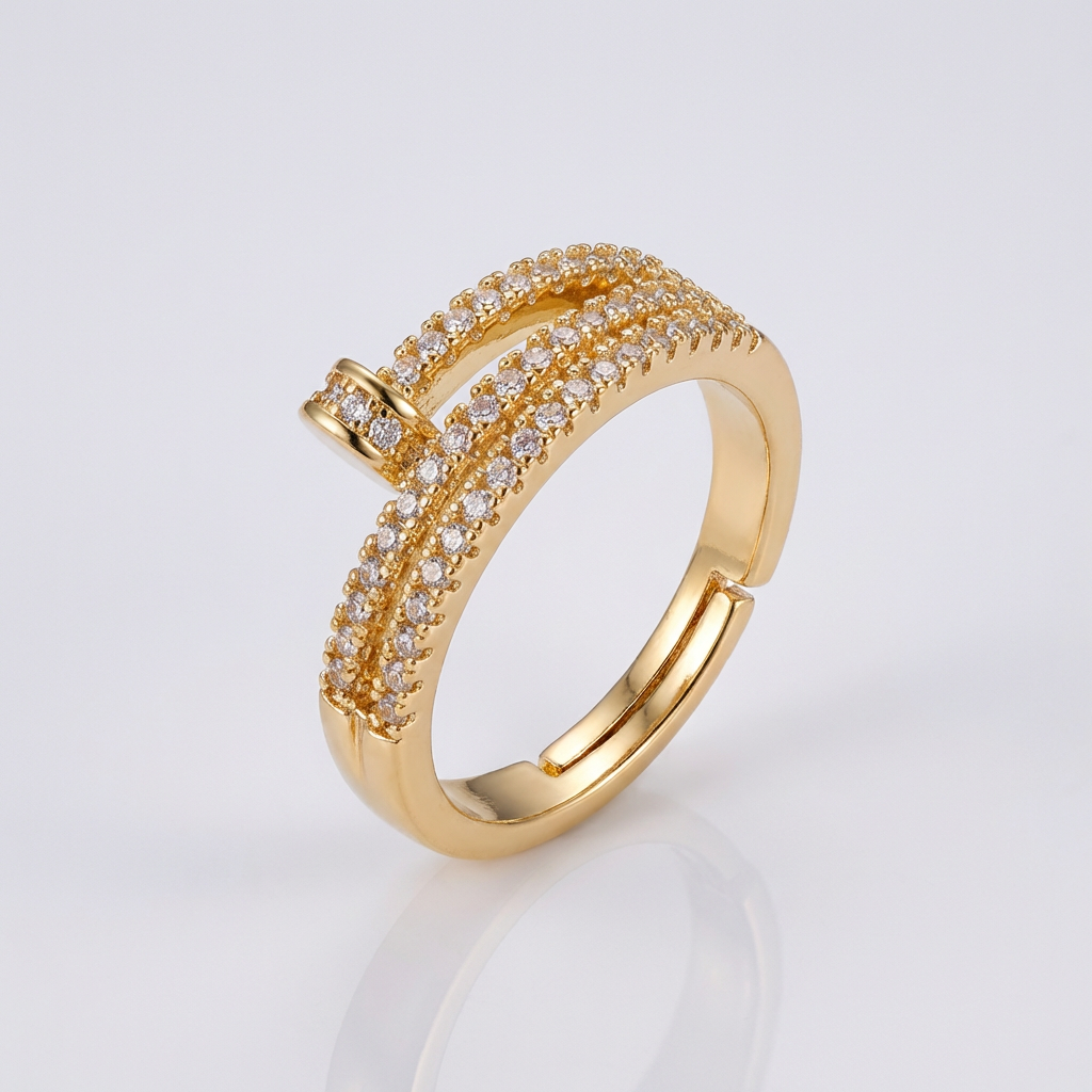 Luxury Nail Inspired Open Adjustable Ring