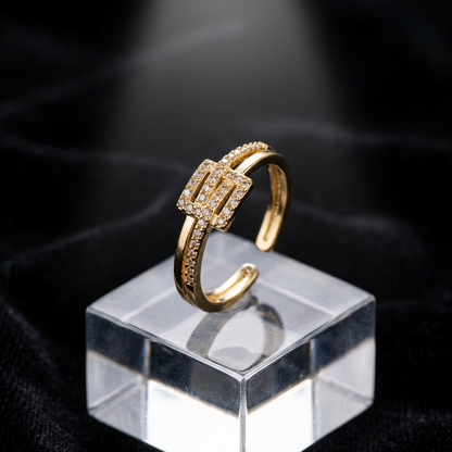 Chic Double Band Ring with Rectangular CZ Design