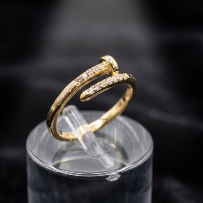 Adjustable Nail Wrap Ring with CZ Pave Detail