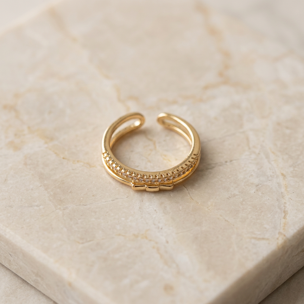 Triple-Layer Adjustable Cuff Ring