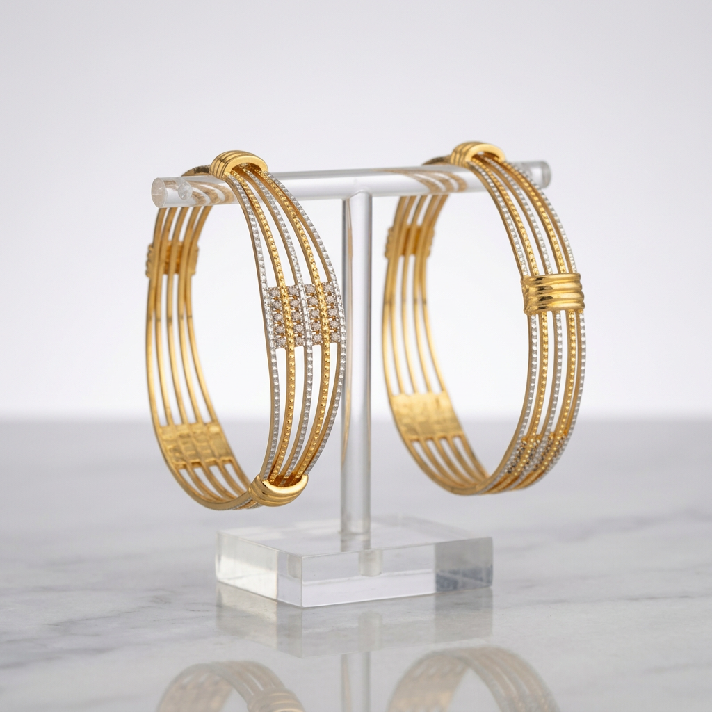 Multi-Line Designer Bracelet with AD Stone Detailing