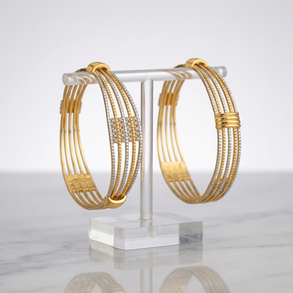 Multi-Line Designer Bracelet with AD Stone Detailing