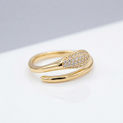 Adjustable Bypass Wave Ring with Pavé