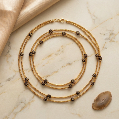 Double Line Beaded Chain Necklace