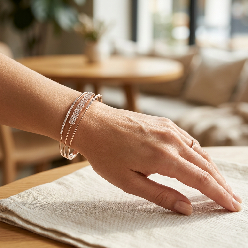 Baguette Cut Tri-Line Bracelet