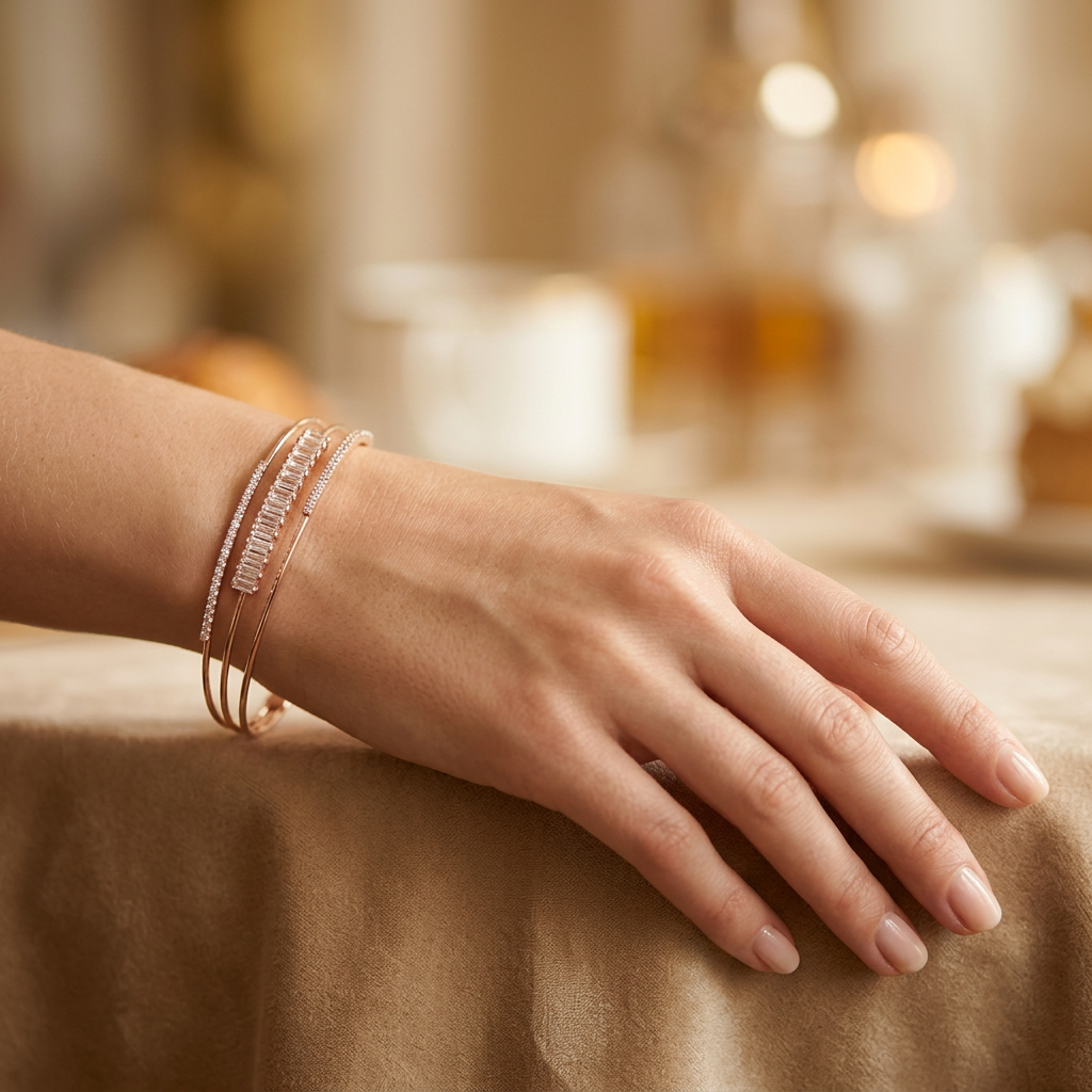 Baguette Cut Tri-Line Bracelet