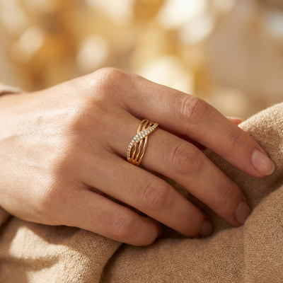 Elegant Multi-Row Crossover Statement Ring