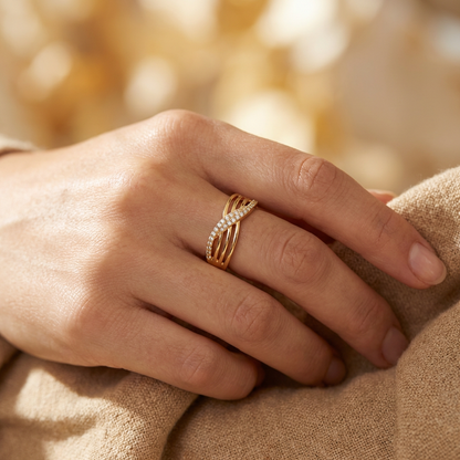 Elegant Multi-Row Crossover Statement Ring