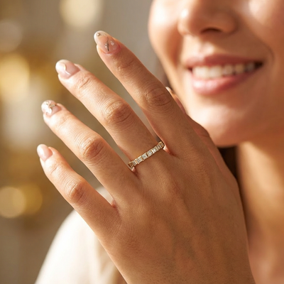 Stylish Baguette Half Band Ring