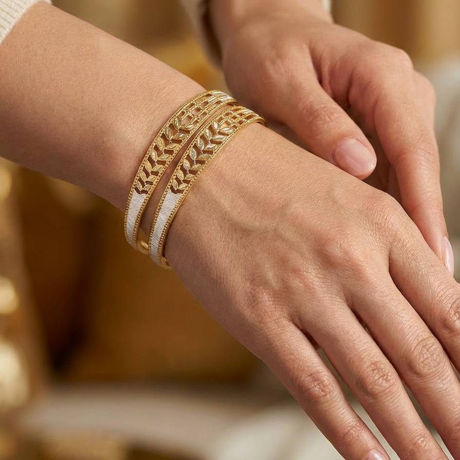 Intricate Leaf Motif CNC Bracelet