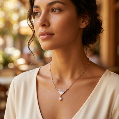 Elegant Pave Stone Drop Necklace